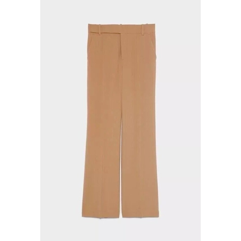 ZARA Women Wide Leg Trousers Camel High Waist Tailored Pants Size XS NWT